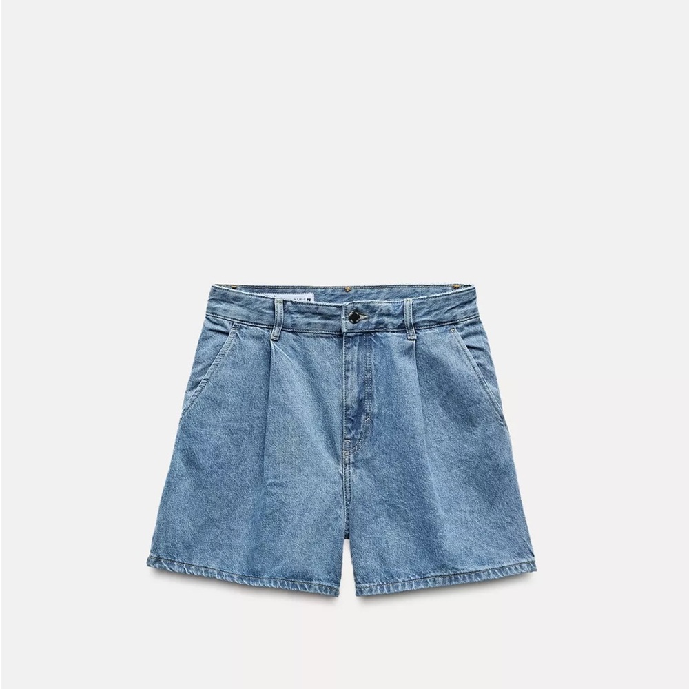 Zara pleated jean shorts high waisted